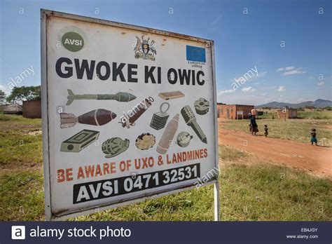A Warning Sign For Unexploded Ordnance And Land Mines Is