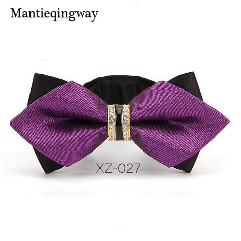 mantieqingway crystal metal decoration sharp corners bow tie butterfly knot men s accessories