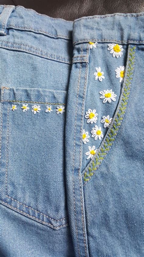 Embroidered Jeans In 2022 Cute Embroidery Embroidery On Clothes