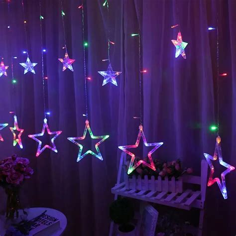 Led Lights Five Pointed Star Curtain Lights 12pcs Stars Led Home