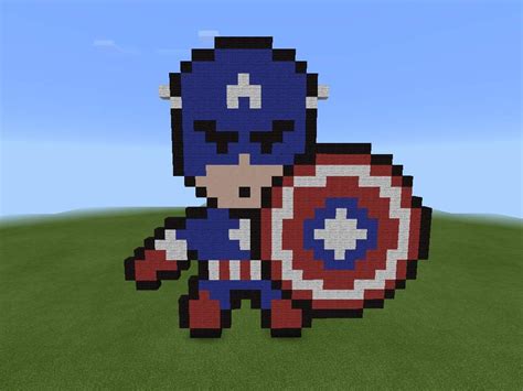 Pixel Art Captain America Minecraft Amino