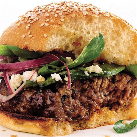 Greek Lamb Burgers With Spinach And Red Onion Salad Recipe Epicurious