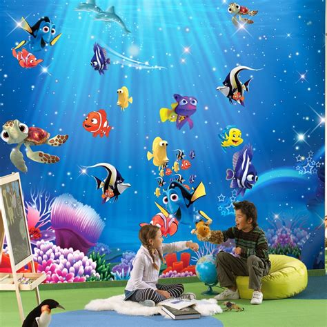 Bacaz Sea World Fishes 3d Cartoon Murals Wallpaper For