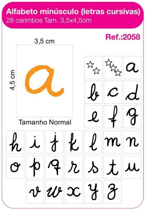 Carimbos Alfabeto Minusculo Letras Cursivas 28 Unidades Biano