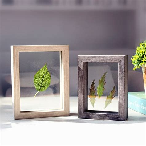 Double Sided Photo Frames Glass And Wood Brown Natural Apollobox