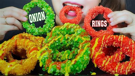 Asmr Eating Colorful Onion Rings Extreme Crunchy Eating Sounds Linh