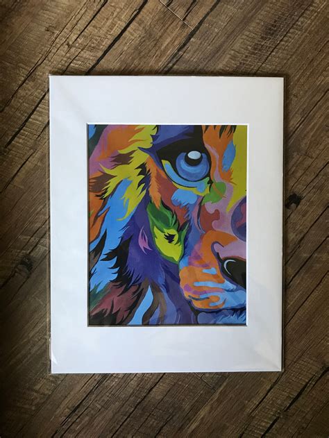 Colorful Lion Original Art Print Rainbow Lion Painting Print Etsy