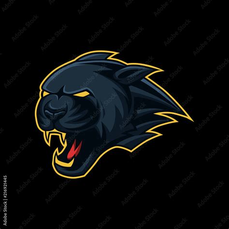 Black Panther Head Mascot Esport Sport Logo Vektor Stok Adobe Stock
