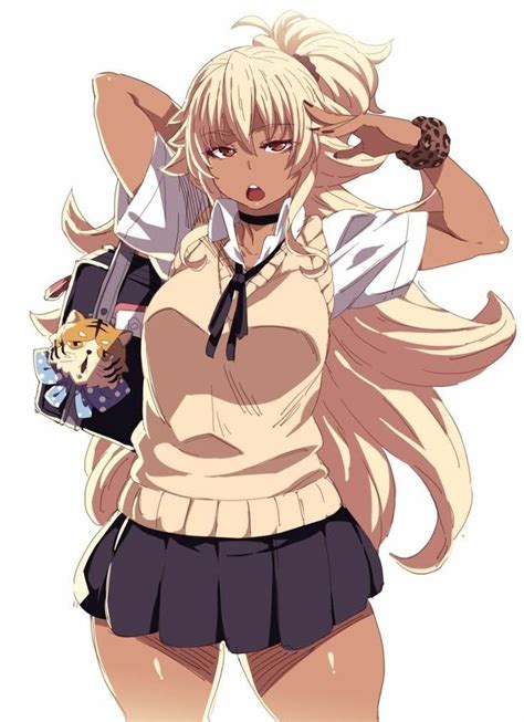 Pin By Cameron Morin On Anime Stuff Blonde Anime Girl Dark Skin