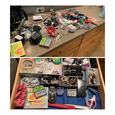 the dreaded junk drawer before and after r konmari
