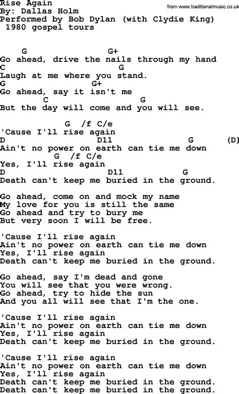 Bob Dylan Song Rise Again Lyrics And Chords