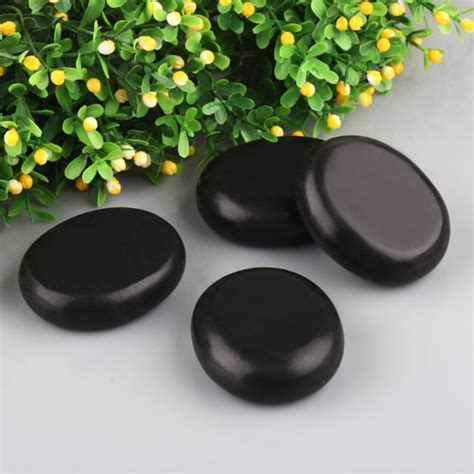 4pcs 6cmx5cmset Large Size Hot Stone Massage Basalt Rocks Stones Black For Sale Online Ebay