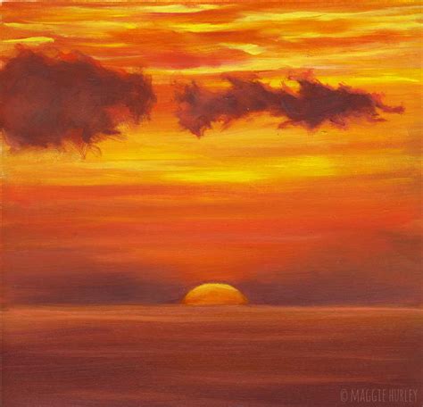 Original Oil Painting Setting Sun Maggie Hurley