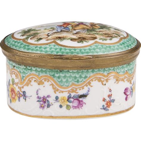 Th C Sevres Style French Hand Painted Porcelain Trinket Box Found