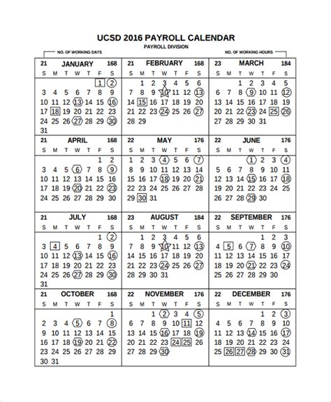 Printable Payroll Calendars