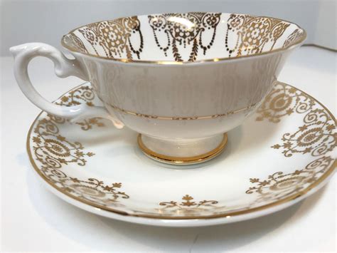 Royal Grafton Tea Cup And Saucer Antique Tea Cups English Bone China Tea Set Gold White Cups