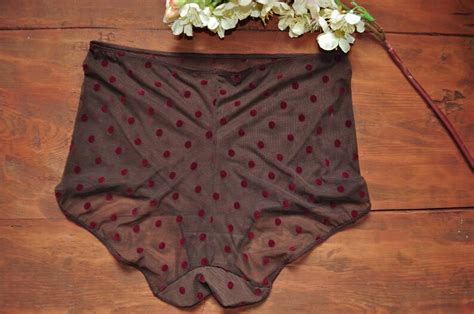 Polka Dots See Through Mesh Panties With Velvet Etsy Canada