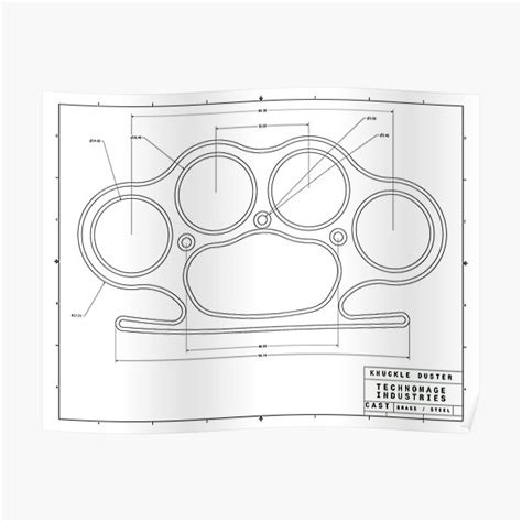 Knuckle Duster Plain Schematic Poster For Sale By Aromis Redbubble