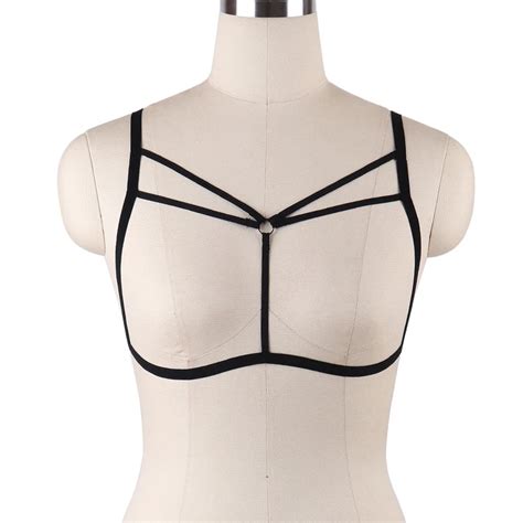 Womens Cross Harness Strappy Lace Bra Bustier Vest Crop Top Bralette Blouse Sexy Hollow Out Cage