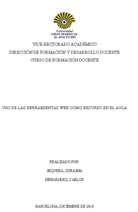 Ejemplos De Portadas Para Trabajos Escritos Kulturaupice