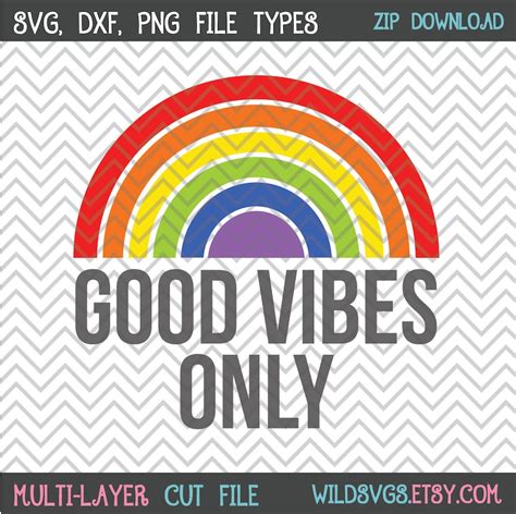 Good Vibes Only Svg Sublimation Rainbow Clipart Good Vibes Etsy