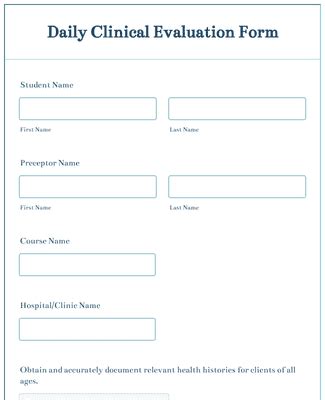 Daily Clinical Evaluation Form Template Jotform