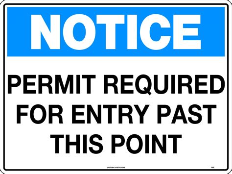 Notice Permit Required for Entry Past this Point | Uniform Safety Signs