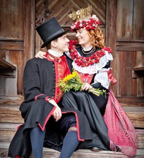 Bride And Groom In Traditional Dresses From Delsbo Hälsingland Region Sweden Brudpar Från