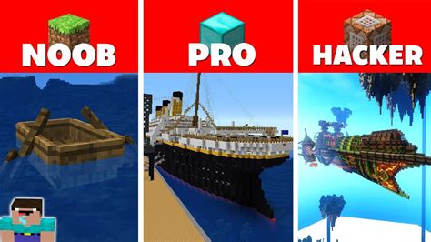 Minecraft Noob Vs Pro Vs Hacker Ship Base Challenge In Minecraft