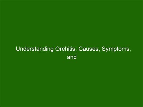Understanding Orchitis Causes Symptoms And Treatment Health And Beauty