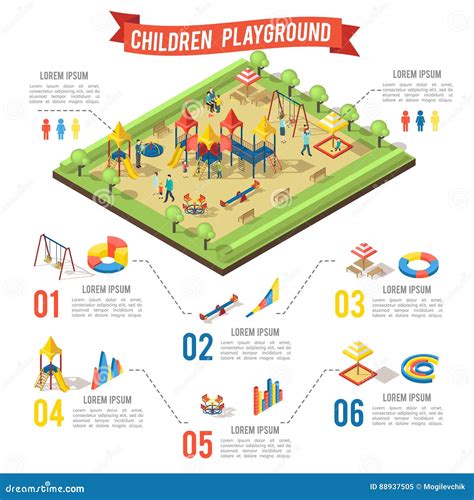 Playground Infographic Elements Flat Illustrationkids Playing