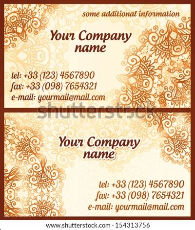 Blank mehndi invitation card template. Mehndi Style Vintage Vector Business Cards Stock Vector ...