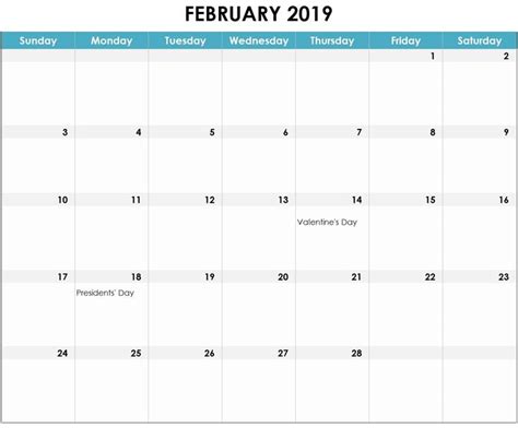 February 2019 Calendar Usa Public Holidays Excel Calendar Calendar