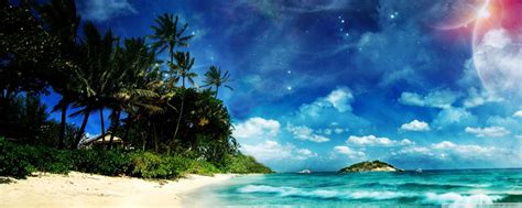 Dual Screen Wallpaper 4k Beach 2560x1024 Wallpaper