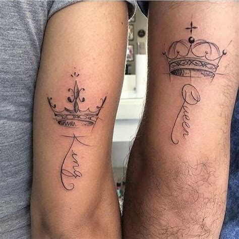 Couple tattoos tattoos body art tattoos botanical tattoo design matching tattoos oak leaf tattoos. Matching Couple Tattoos Ideas-His & Hers King And Queen ...