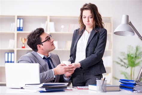 The Sexual Harassment Concept With Man And Woman In Office Stock Image Image Of Businessman