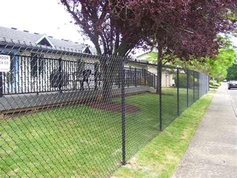 Vinyl Coated Black Chain Link At Apartment Complex Outdoor Fence
