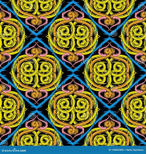 Celtic Intricate Vector Seamless Pattern Colorful Ornamental Intricacy