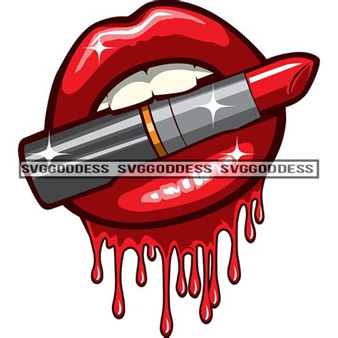 Lips Dripping Lipstick Red Lip Gloss White Teeth Sexy Mouth Etsy