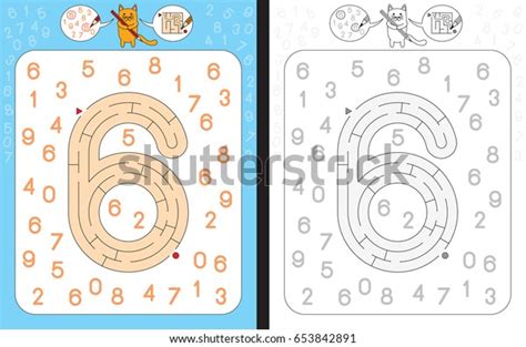 Worksheet Learning Numbers Recognizing Number 6 Stock Vector Royalty