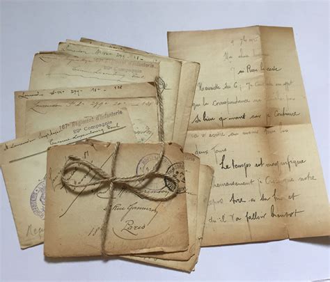 Antique French Letters With Envelope Ww1 Soldiers Correspondence To