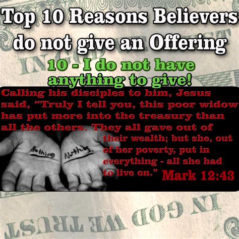 Top 10 Reasons People Do Not Give Offering 10 I Dont Have