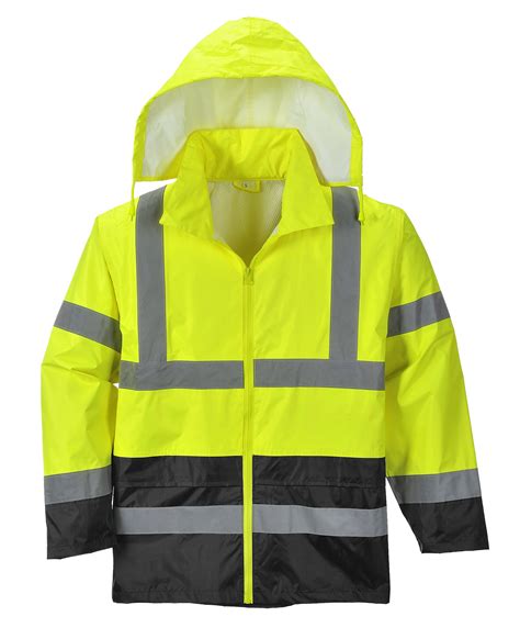 Uh443 High Visibility Rain Jacket Black Bottom Portwest Iwantworkwear