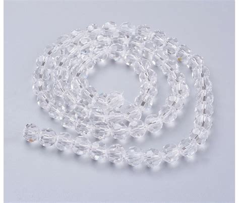 Clear Glass Beads 8mm Faceted Round Golden Age Beads