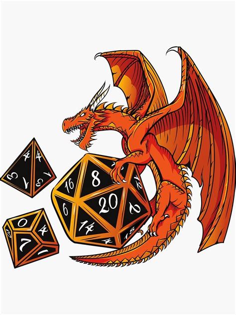 The Dice Dragon D20 D4 D10 Dungeons And Dragons Sticker For Sale