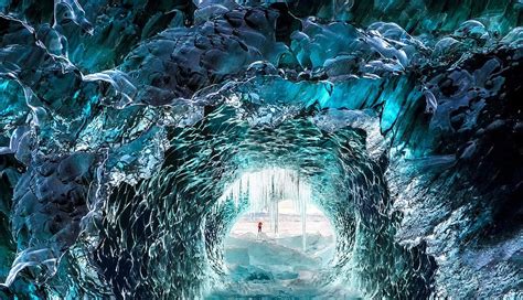 Cave Ice Cold Frozen Mysterious Adventure Blue