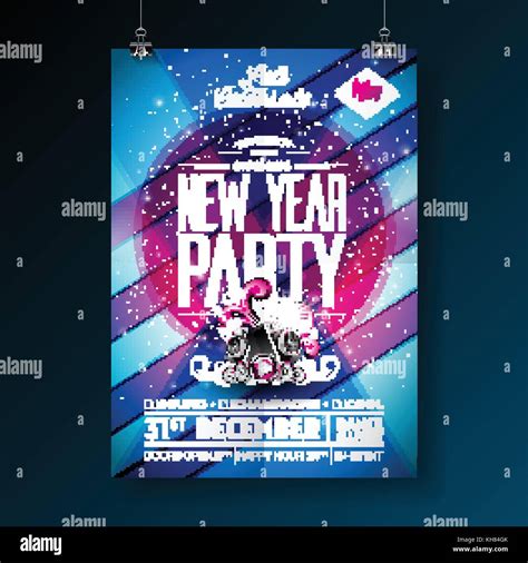 New Year Party Celebration Poster Template Illustration With Typography