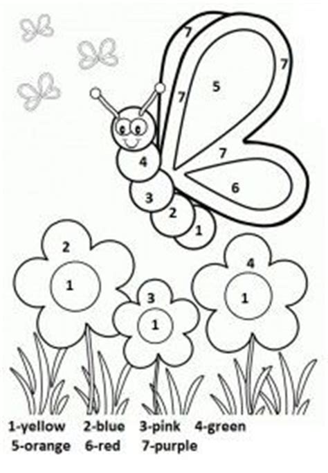 Once you print them, have your kid fold the paper down the dotted line. Color by number spring worksheet for kids | Butterfly ...