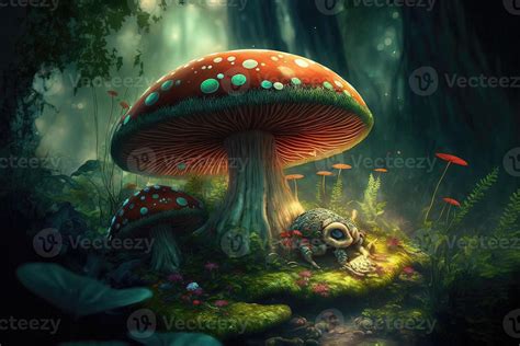 Fantasy Mushroom Wallpaper In The Forest Ai Generated 21781533 Stock