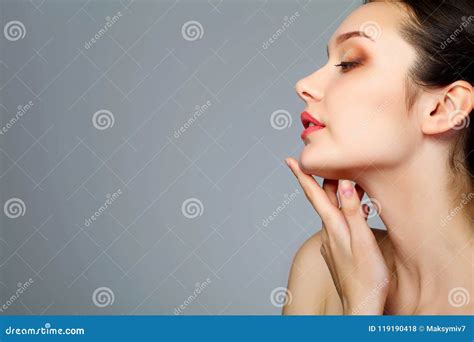 Beauty Face Of Woman With Cosmetic Cream On Face Stock Photo Image Of